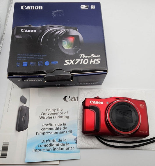Canon PowerShot SX710 HS Compact Digital Camera Red Near Mint with Box