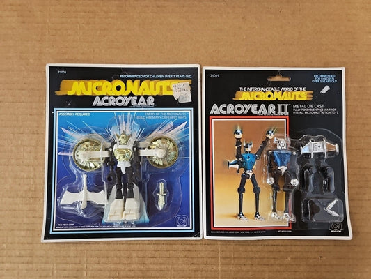2 Lot Mego MICRONAUTS Acroyear 1976 Figure Brand Sealed UNPUNCHED & II 1977